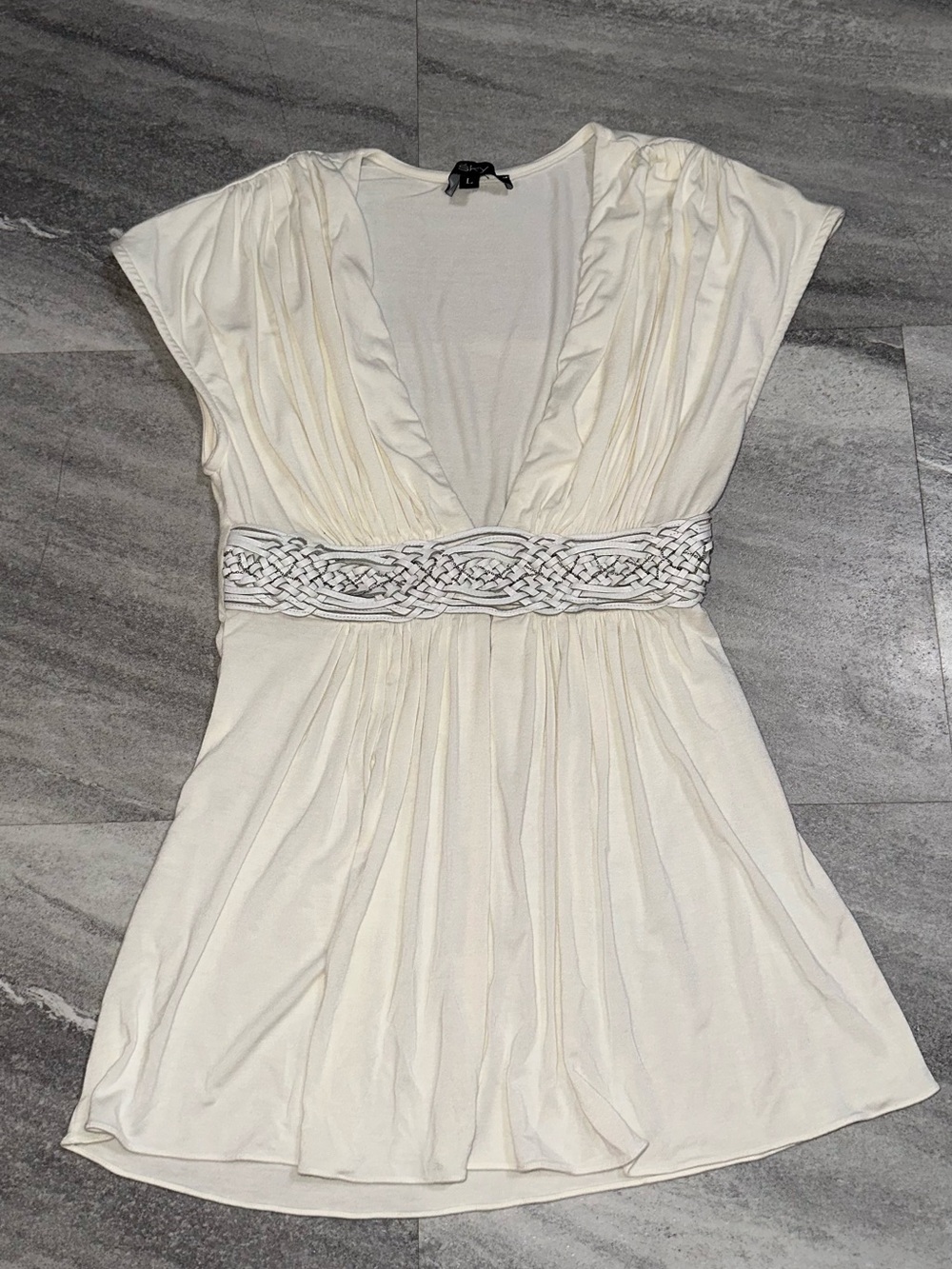 Sky Y2K cream tunic top L - Picture 3 of 10
